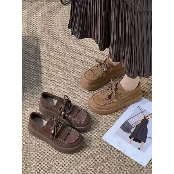 235-2复古百搭松糕底流苏单鞋