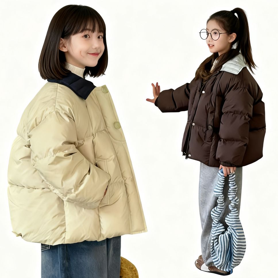 女童棉服冬款2025新款洋气短款面包服外套棉服儿童冬装