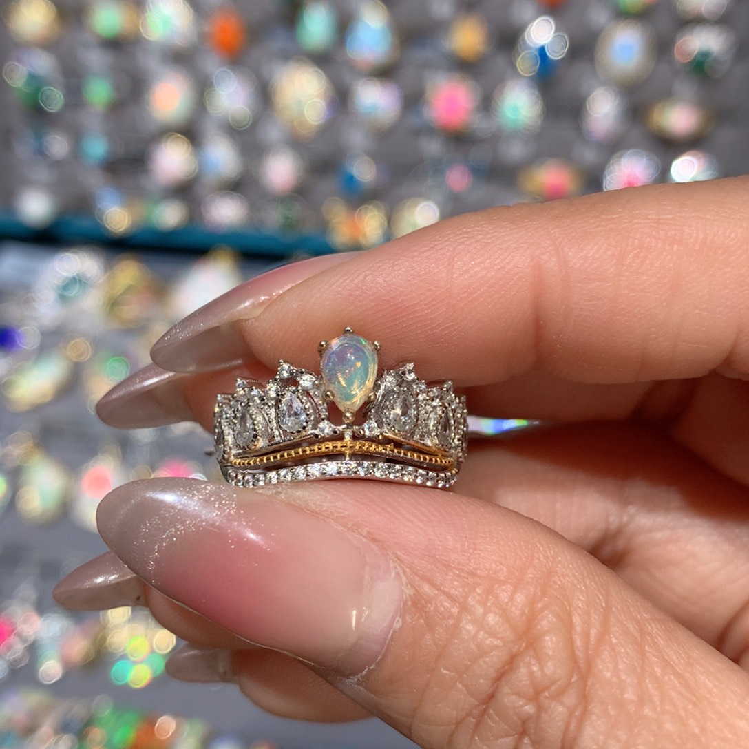 欧泊福利戒指银S925镶嵌