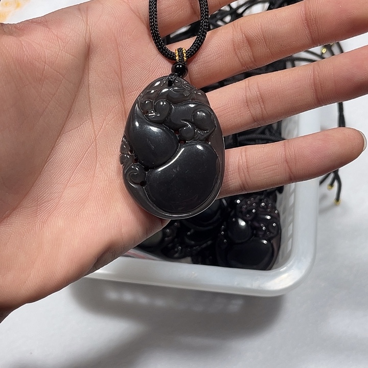 黑曜岩合金颈饰冰曜石葫芦貔貅