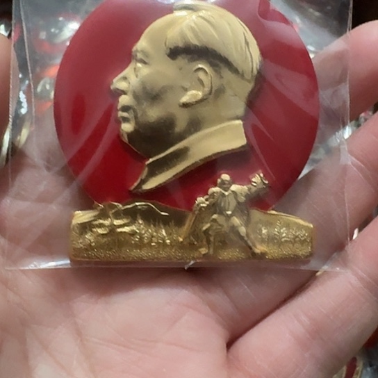 郝***壮其他普通金属圆形红色人物像章