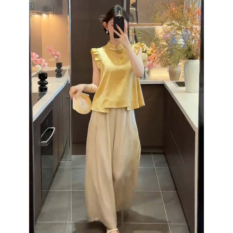 【浅浅专属】【两件套有里布】2025新款飞飞袖温柔风淑女裤套装D2525