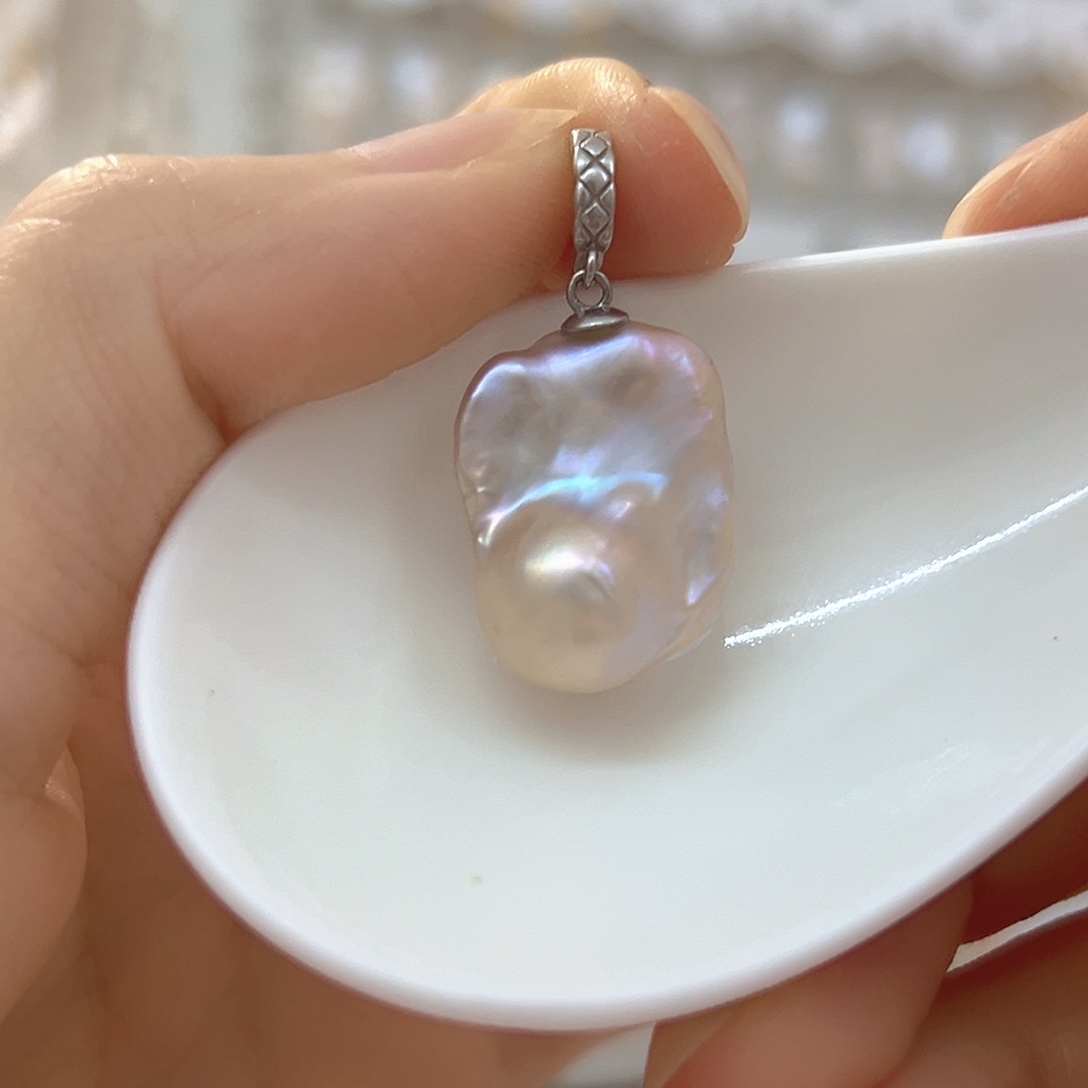淡水珍珠银S925镶嵌颈饰