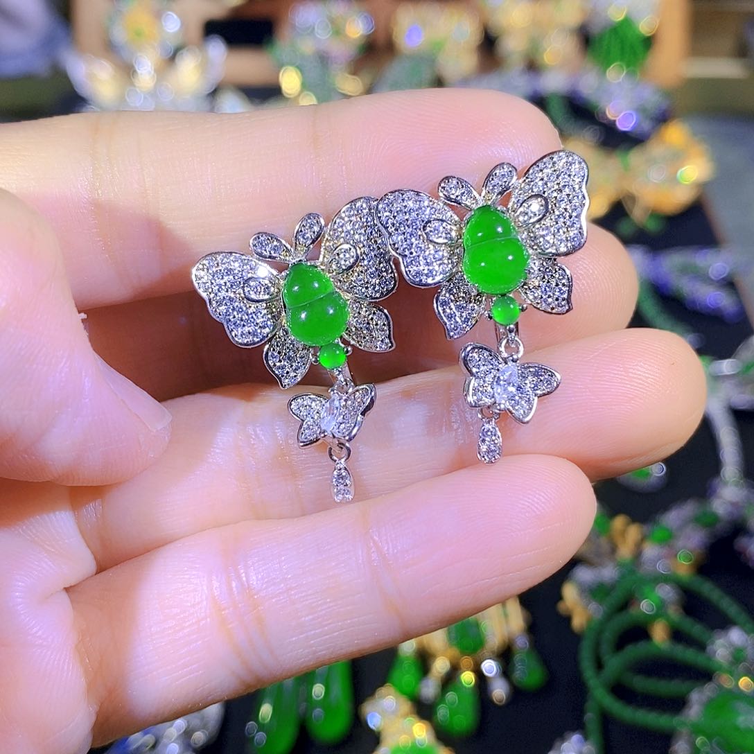 吊坠(不含链)银S925镶嵌翡翠