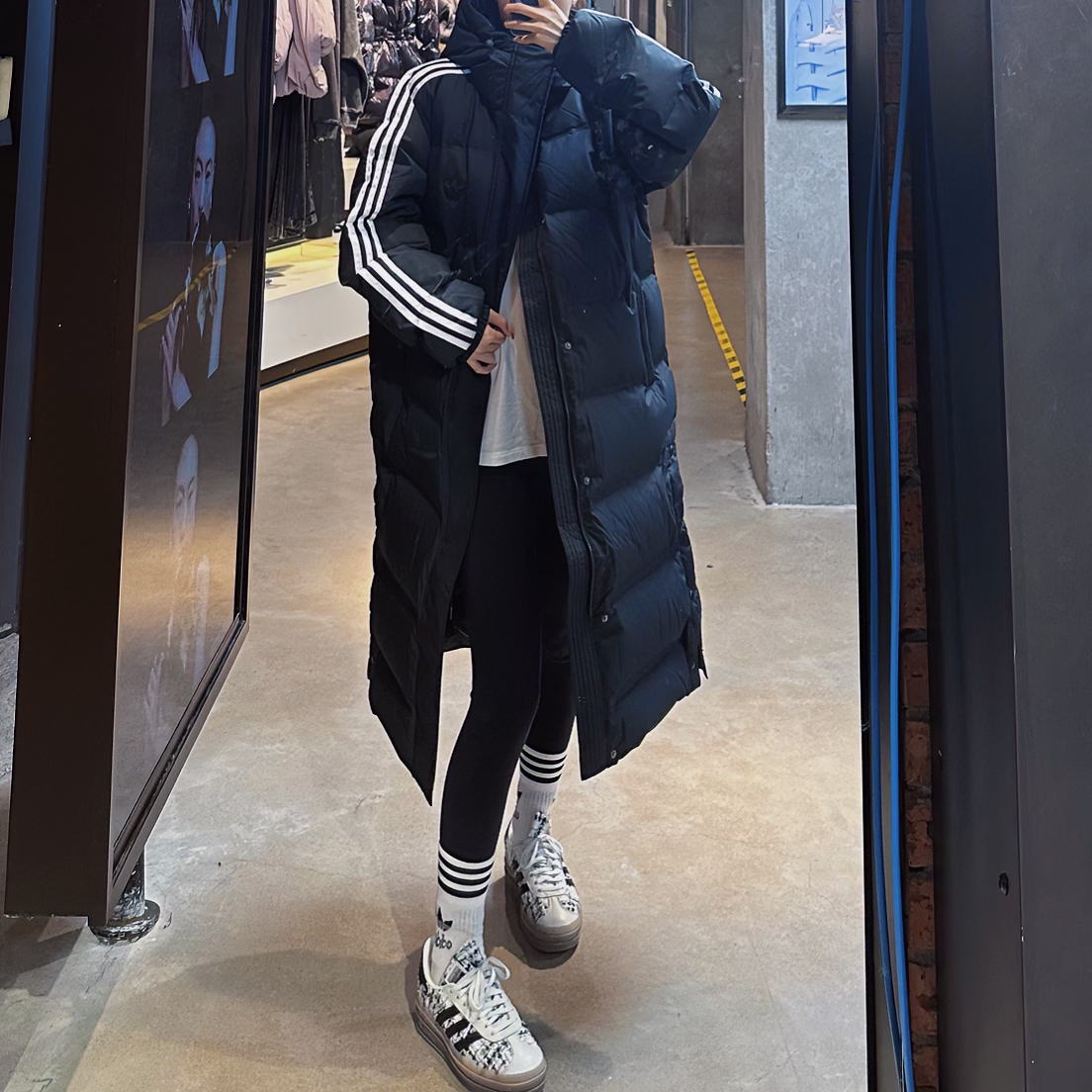 adidas三叶草长款保暖连帽面包好羽绒服 JJ4968 JD3749 JD3750