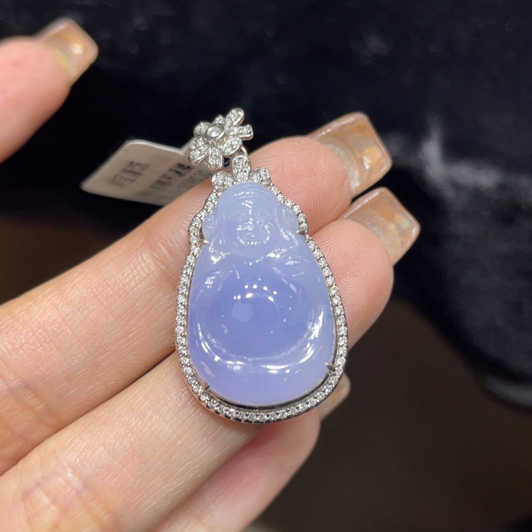 翡翠颈饰18K金镶嵌天然缅甸翡翠