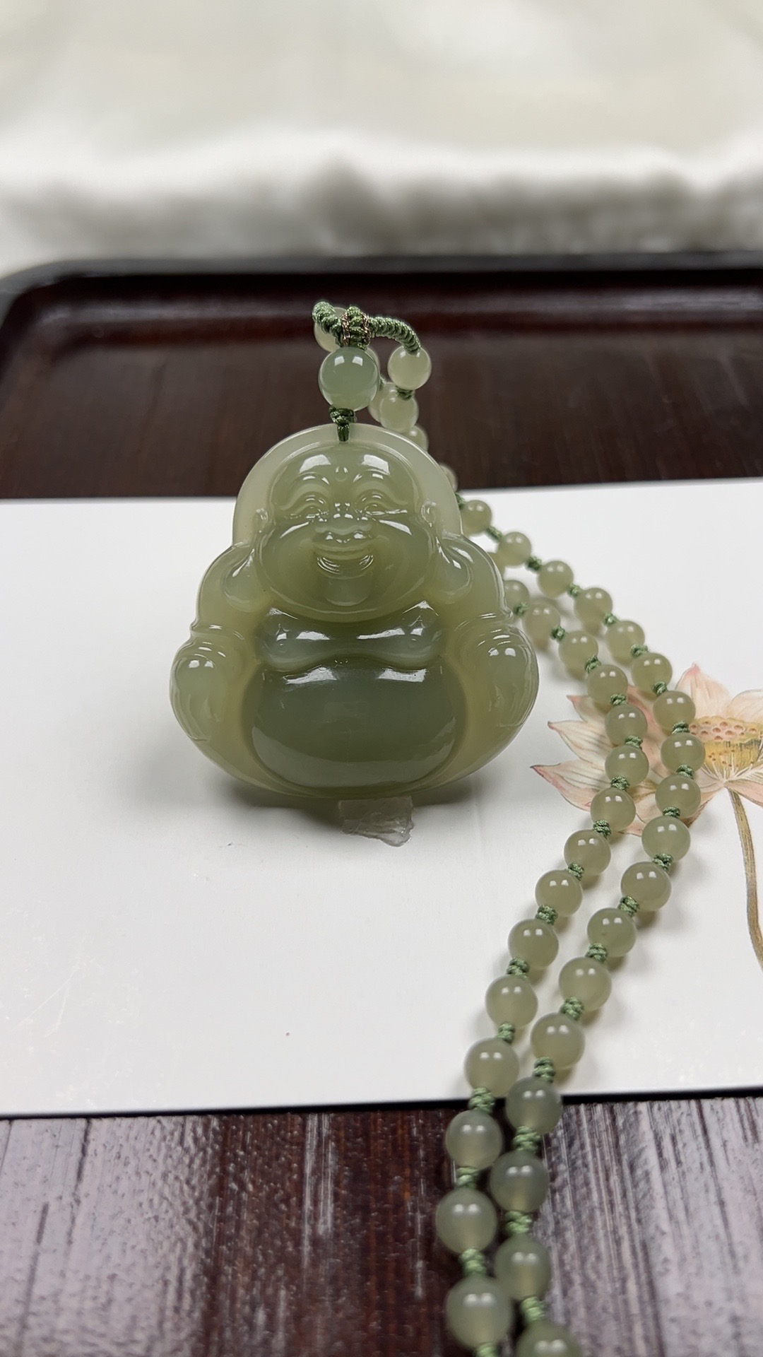 天然和田玉，青海料晴水大佛，玉质细腻冰透，笑口常开50×49.6×11.6