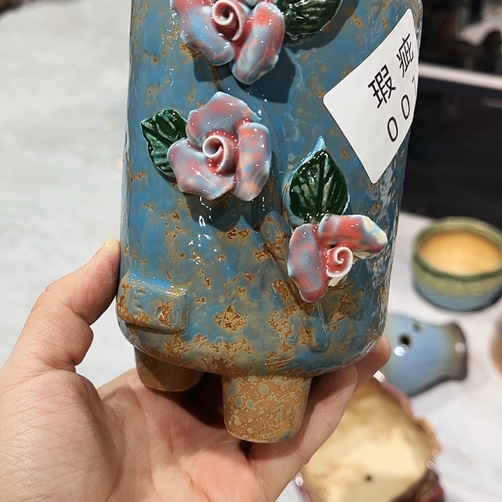 瓷片花盆多肉植物艺术品