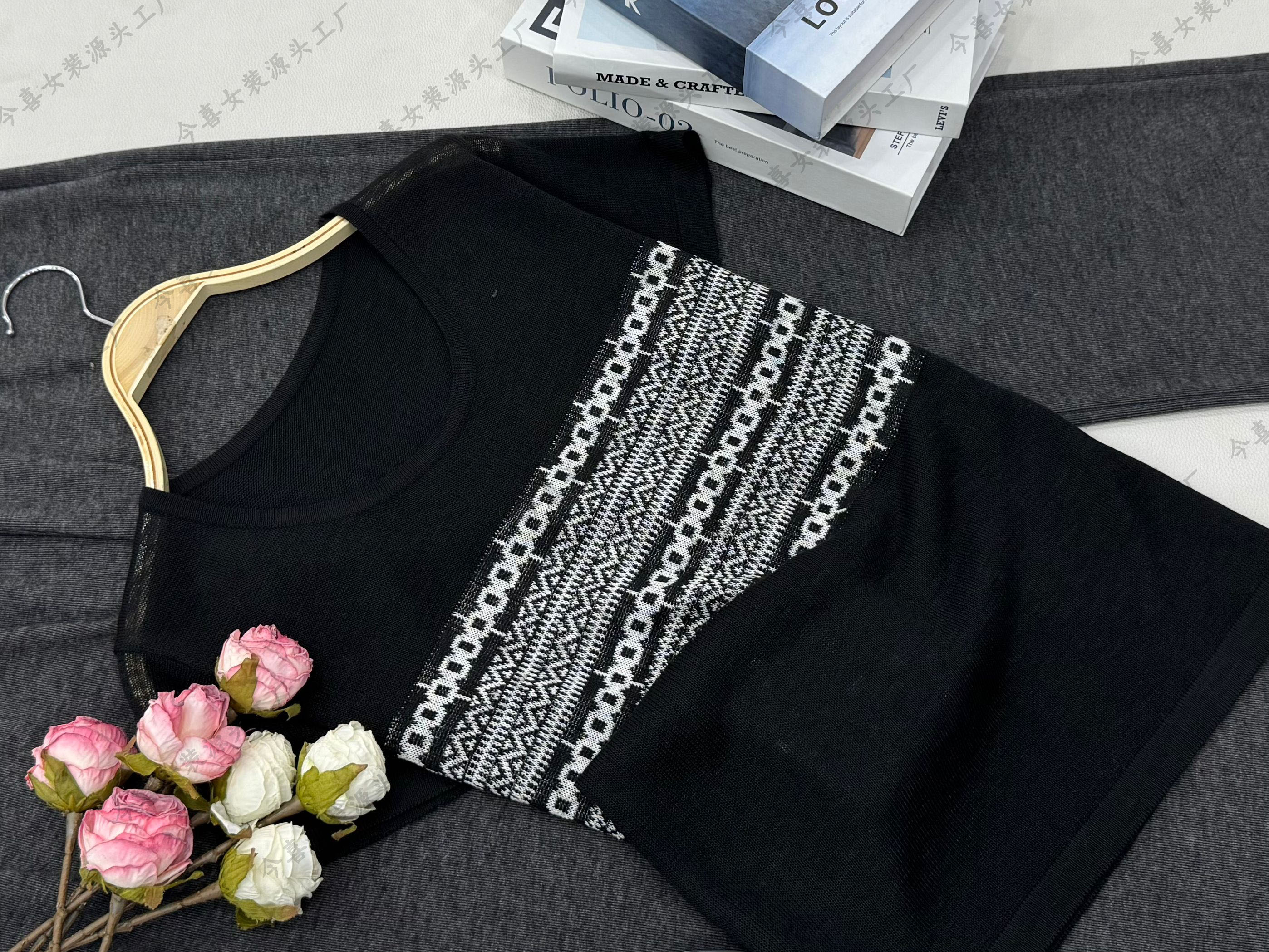 【黑色圆领套头衫】新款休闲短袖时尚针织上衣QC3324