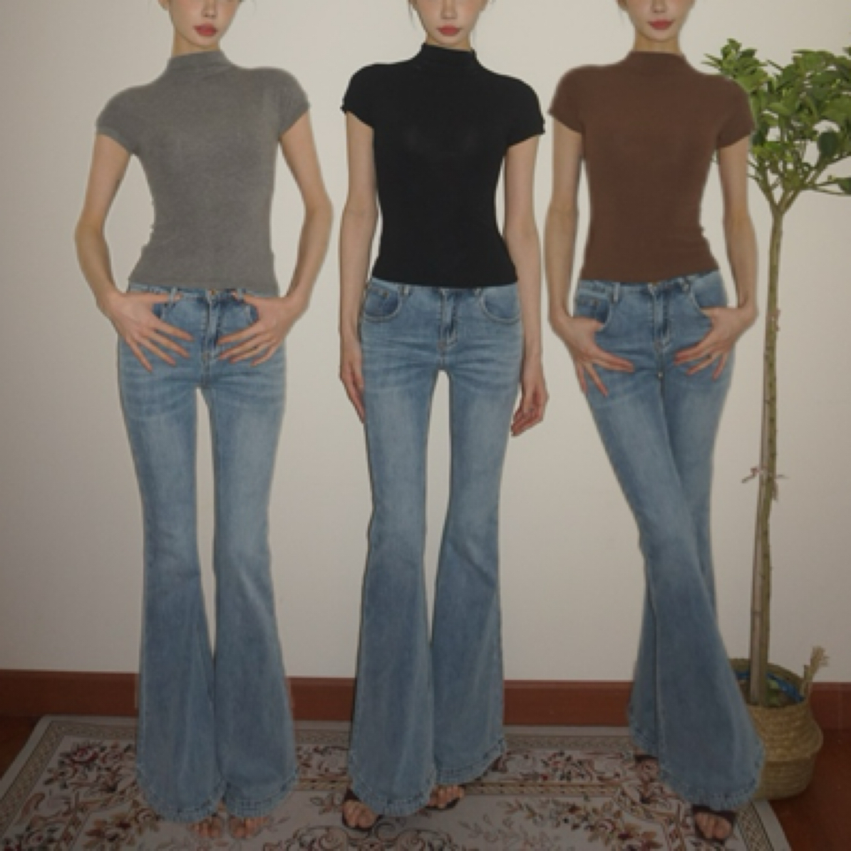 kissable 修身大喇叭牛仔裤