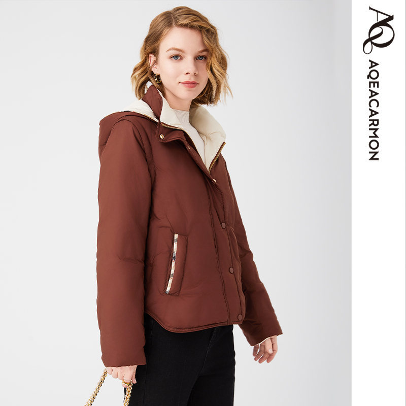雅格上美 秋季女士羽绒服两面可穿可拆卸袖 A24QF56J41