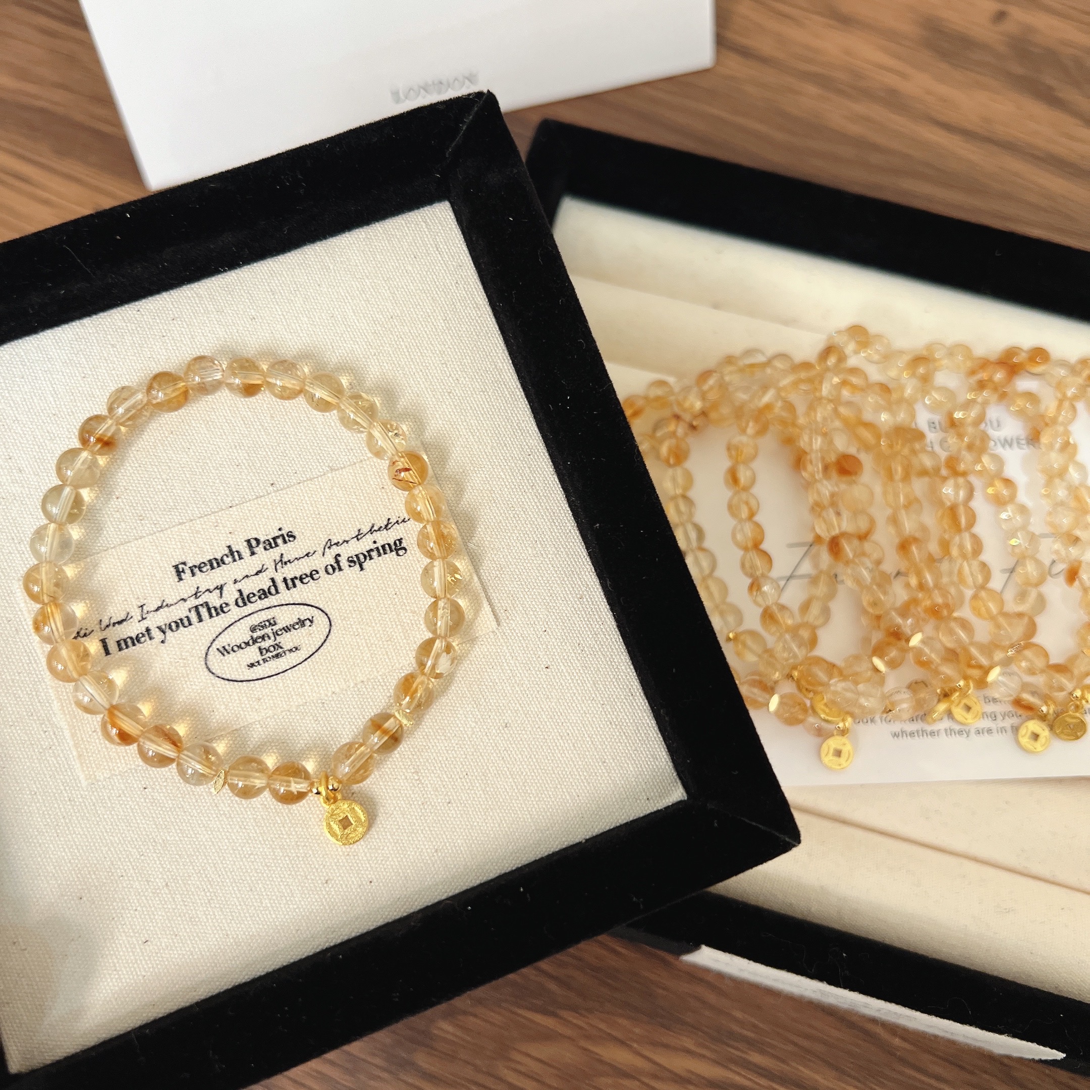 X485【黄油拿铁】黄塔晶叠带神器小铜钱手链高端轻奢手串多样性发一