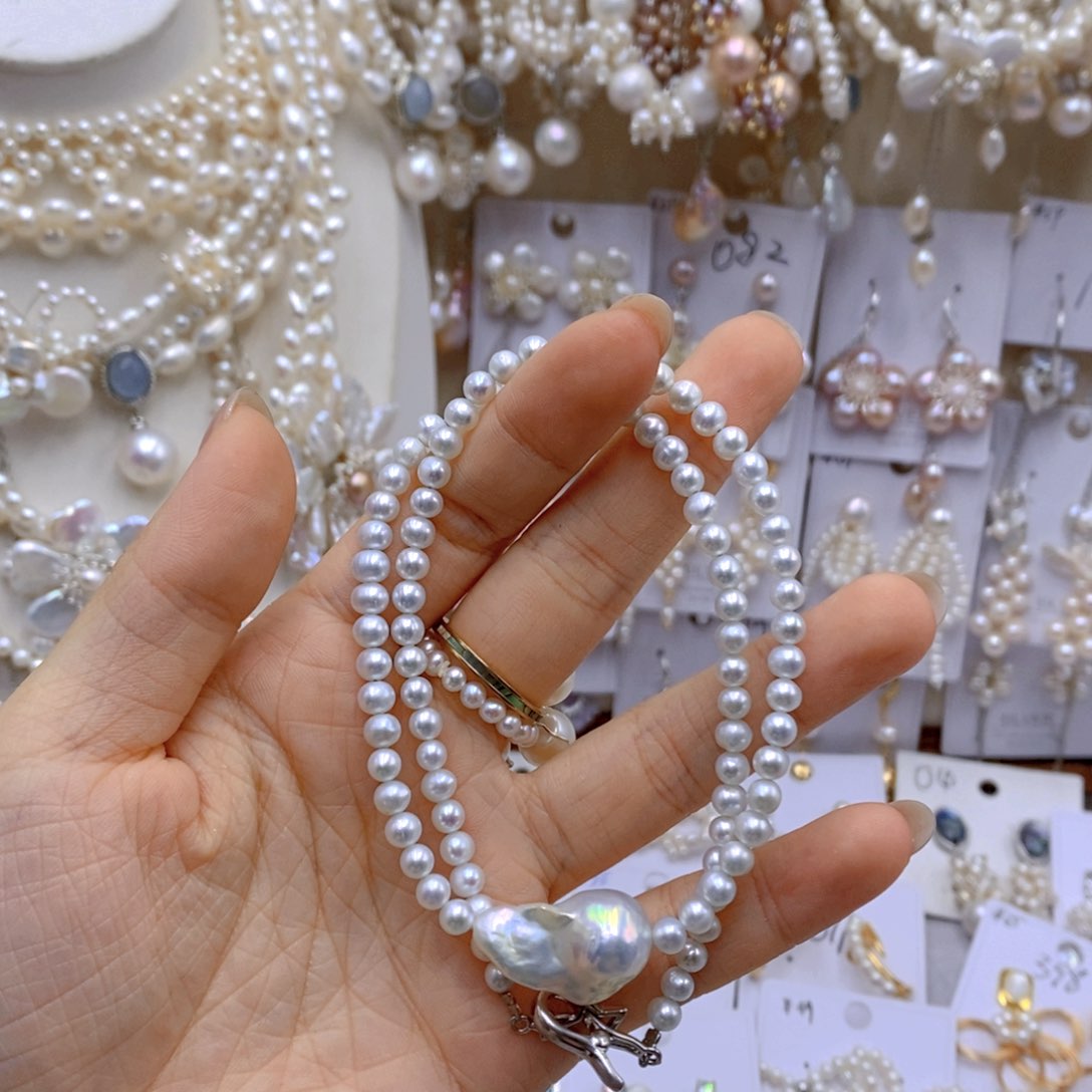 淡水珍珠银S925镶嵌颈饰人****2