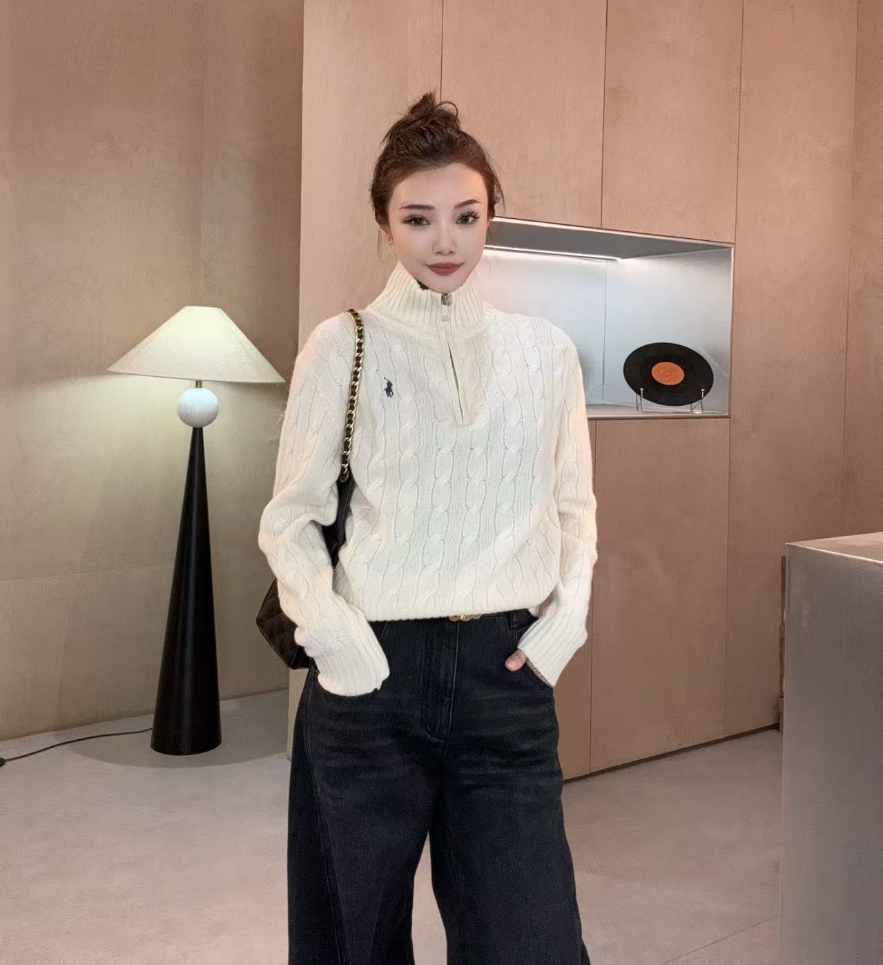 未使用 Ralph Lauren/拉夫劳伦 2025新款女款半拉链羊毛羊绒毛衣