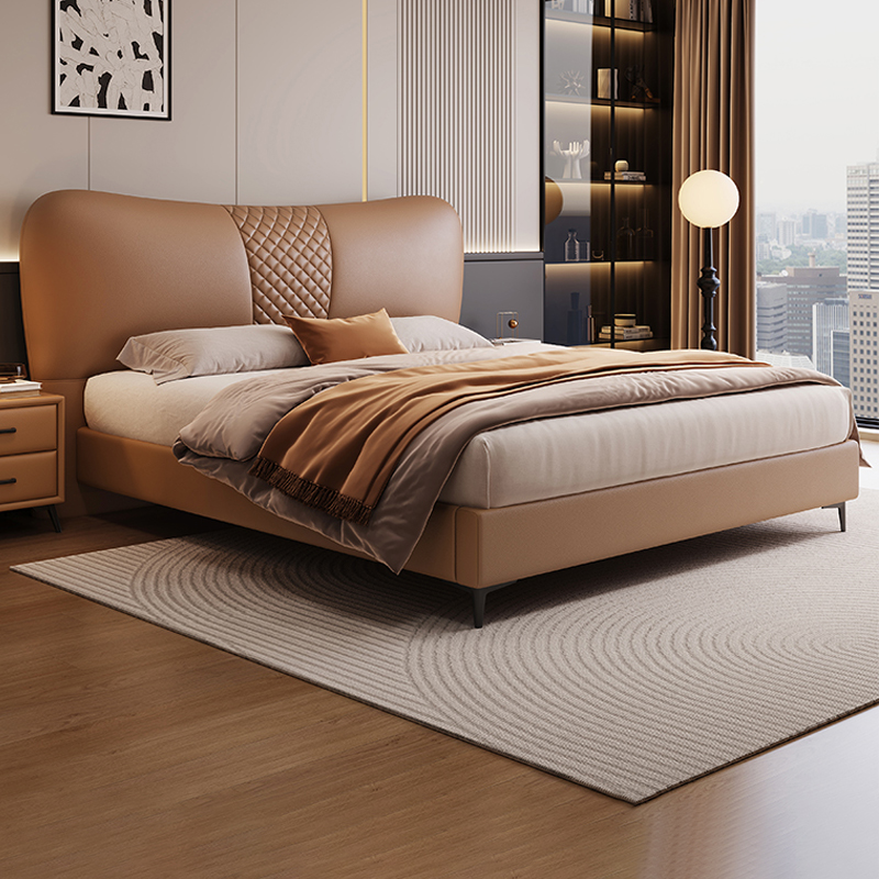 意式极简真皮床现代简约1.8米双人床主卧室储物大床婚床