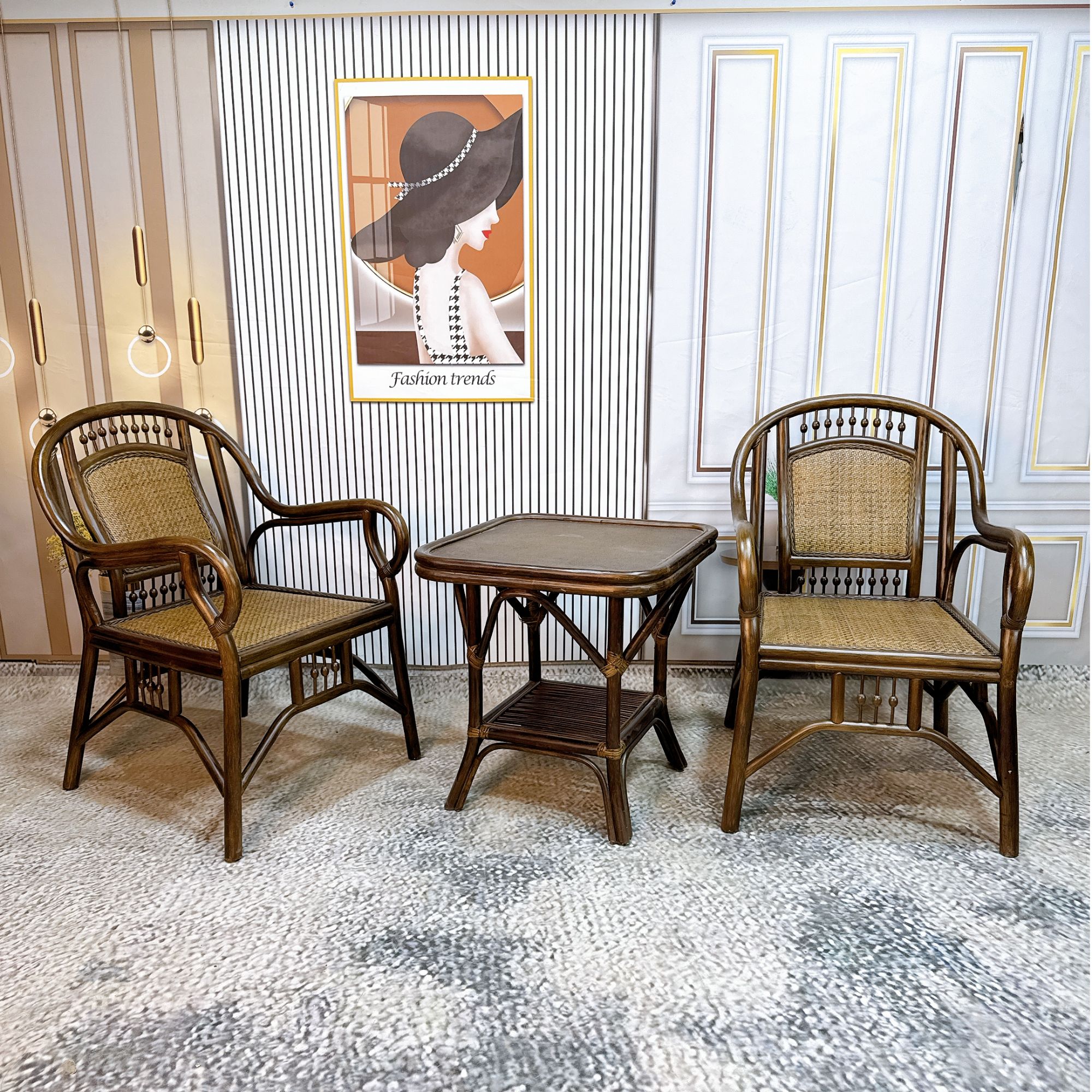 印尼真藤中式休闲椅子靠背舒适家用大气久坐稳固坐感户外加固结实