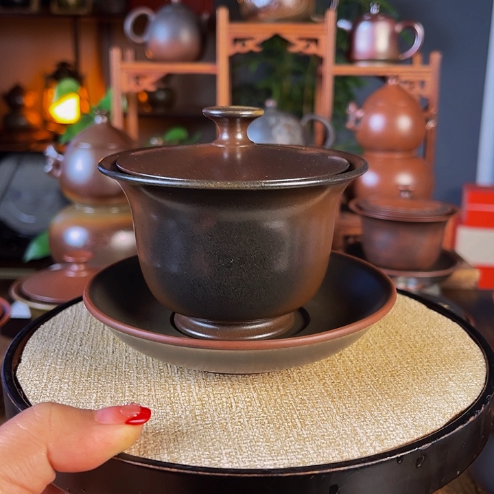 精品柴烧窑变盖碗精品