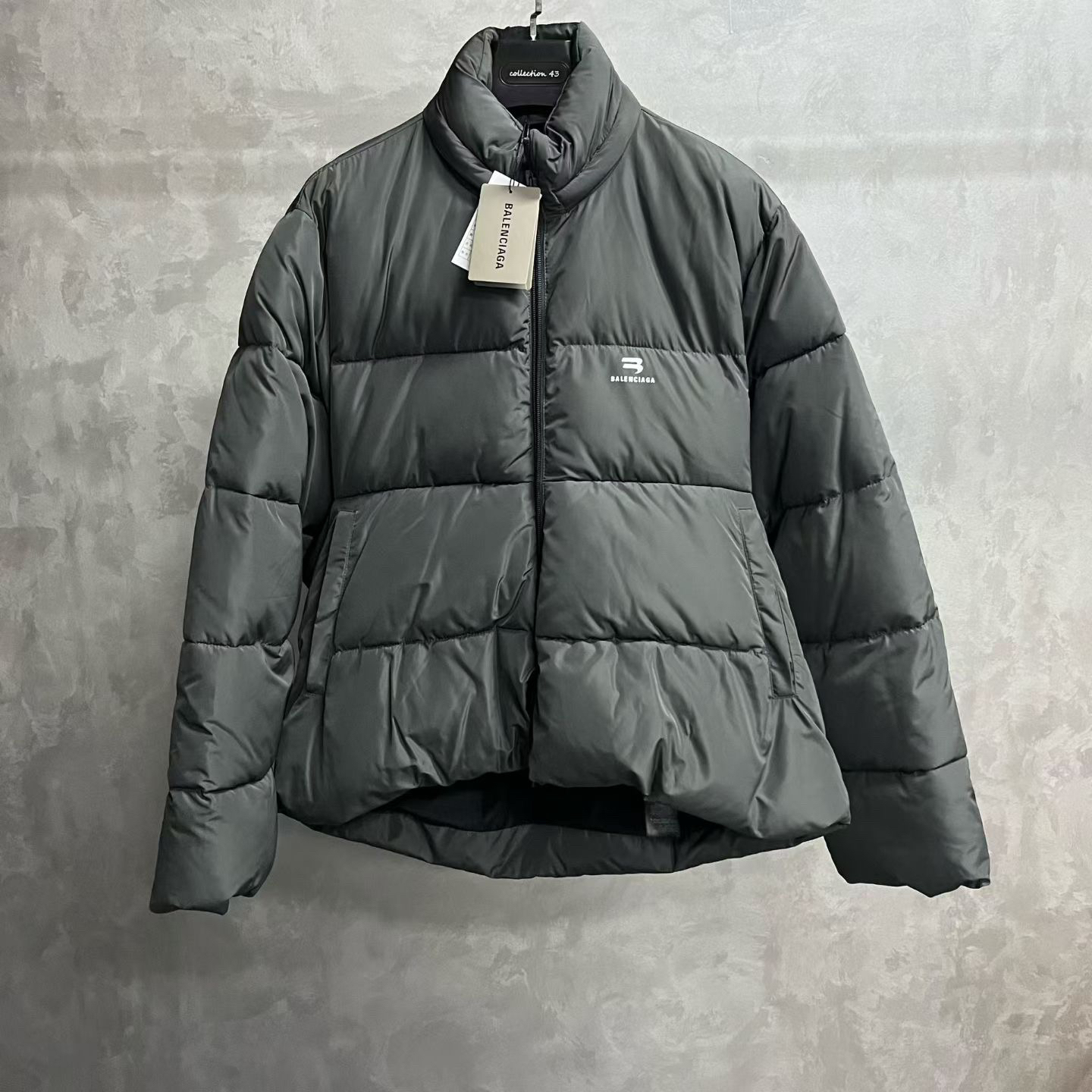 balenciaga灰色纯色徽标Logo高性能微细罗锻夹克外套/36