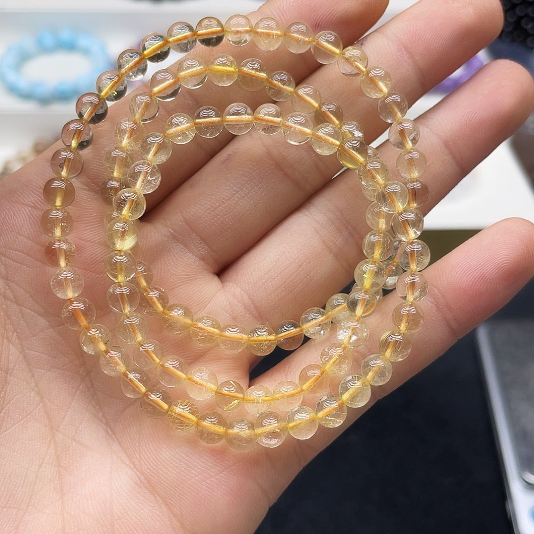 水晶手链未镶嵌金发晶5.9