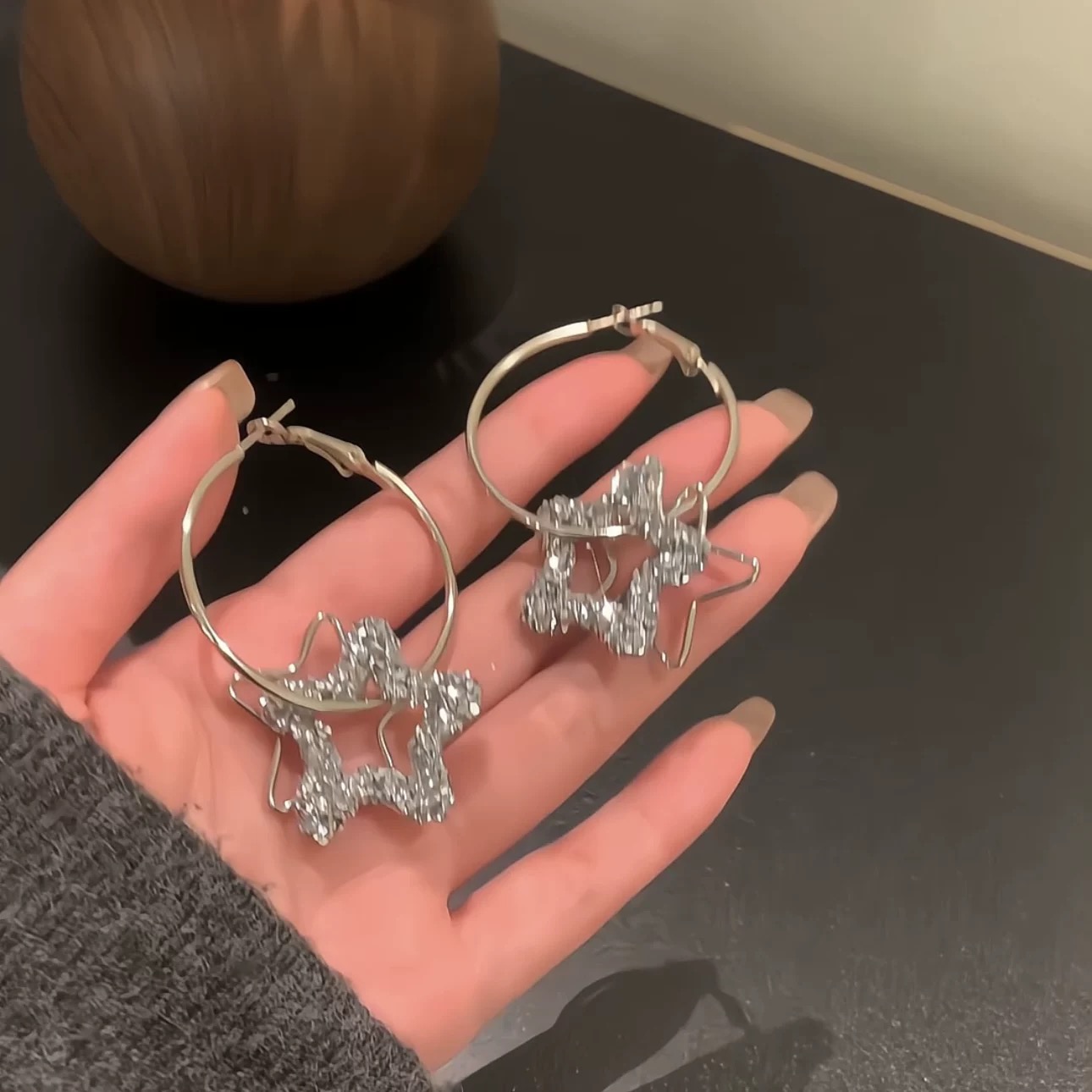 【梦梦饰品】时尚甜酷风几何星星五角星耳环小众百搭设计感1702