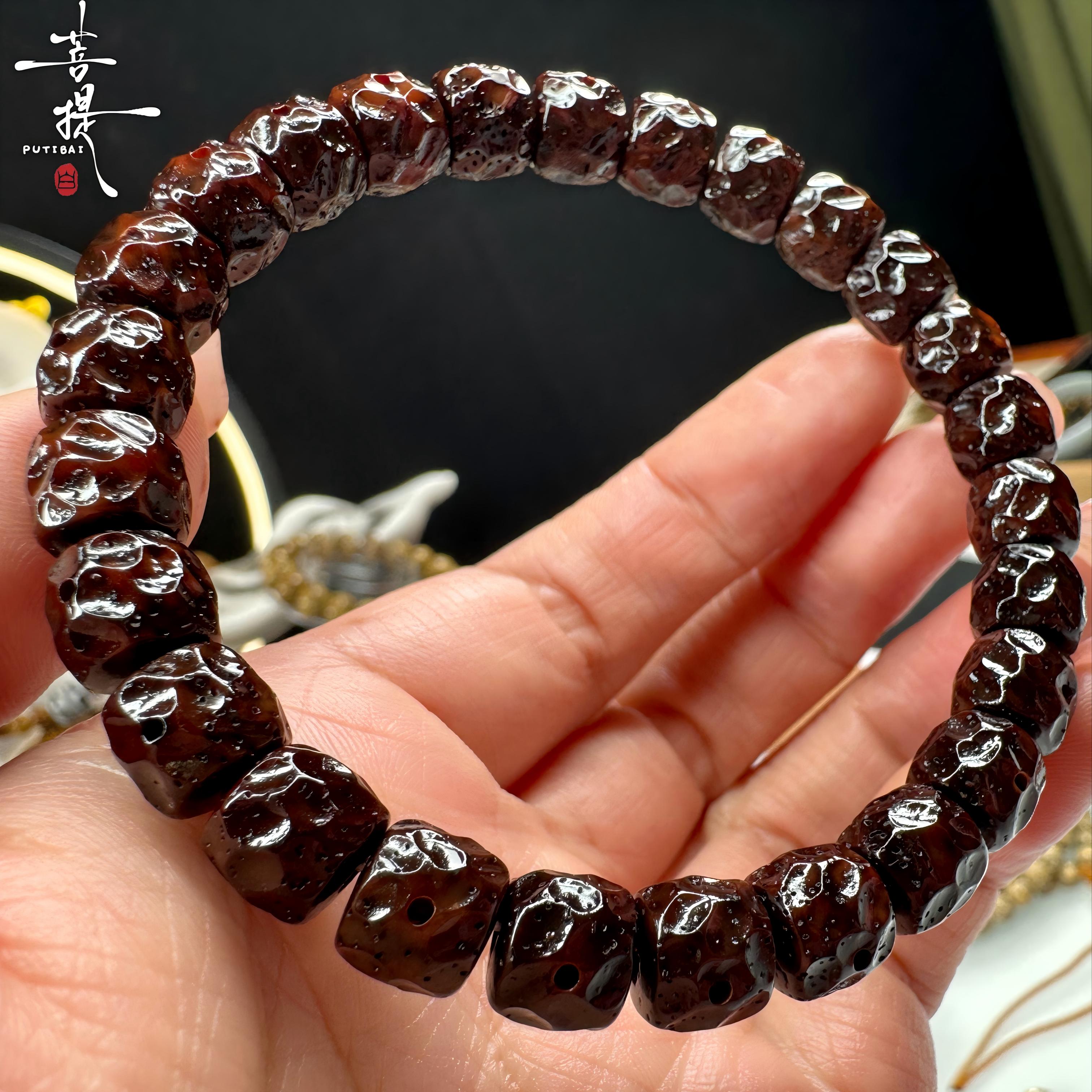 PUTIBAI菩提白星月菩提黑金手串