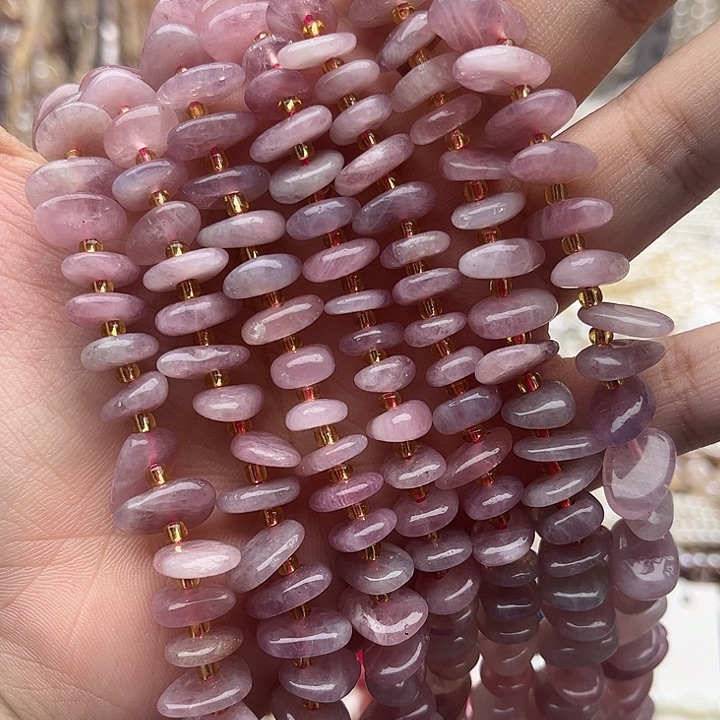 未镶嵌玛瑙/玉髓珠宝半成品一条紫马粉晶随型隔片