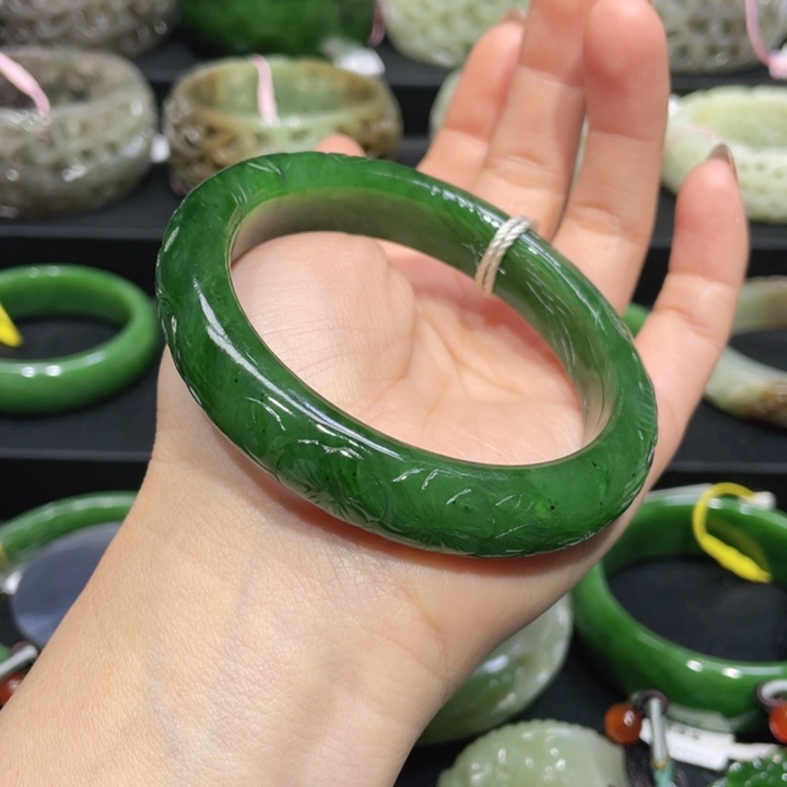 和田玉手镯58+圈口 编号66未镶嵌