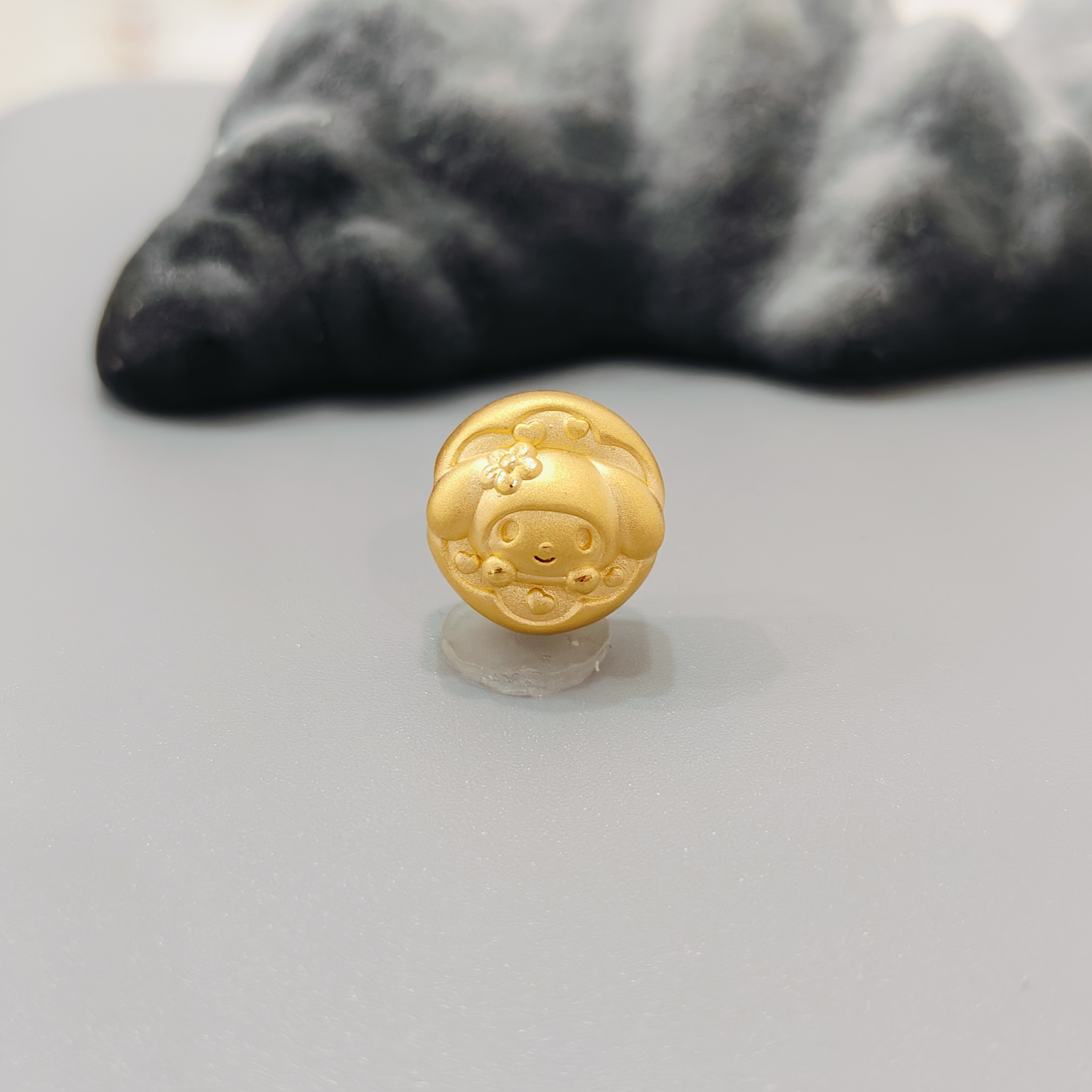 【珺铺黄金】足金999爱心美乐蒂甜甜圈3D硬金转运珠饰品
