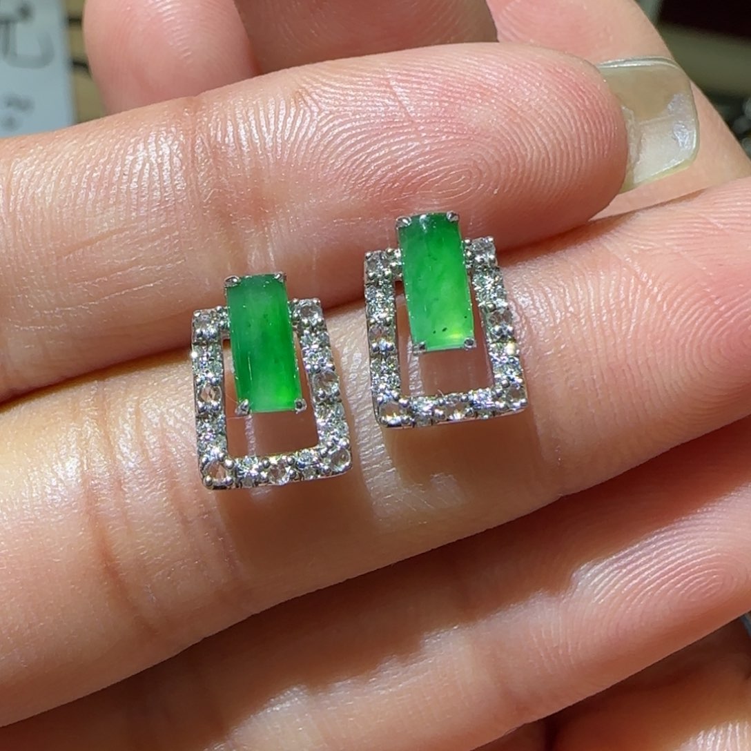 【闪购商品】翡翠18K金镶嵌耳饰缅甸