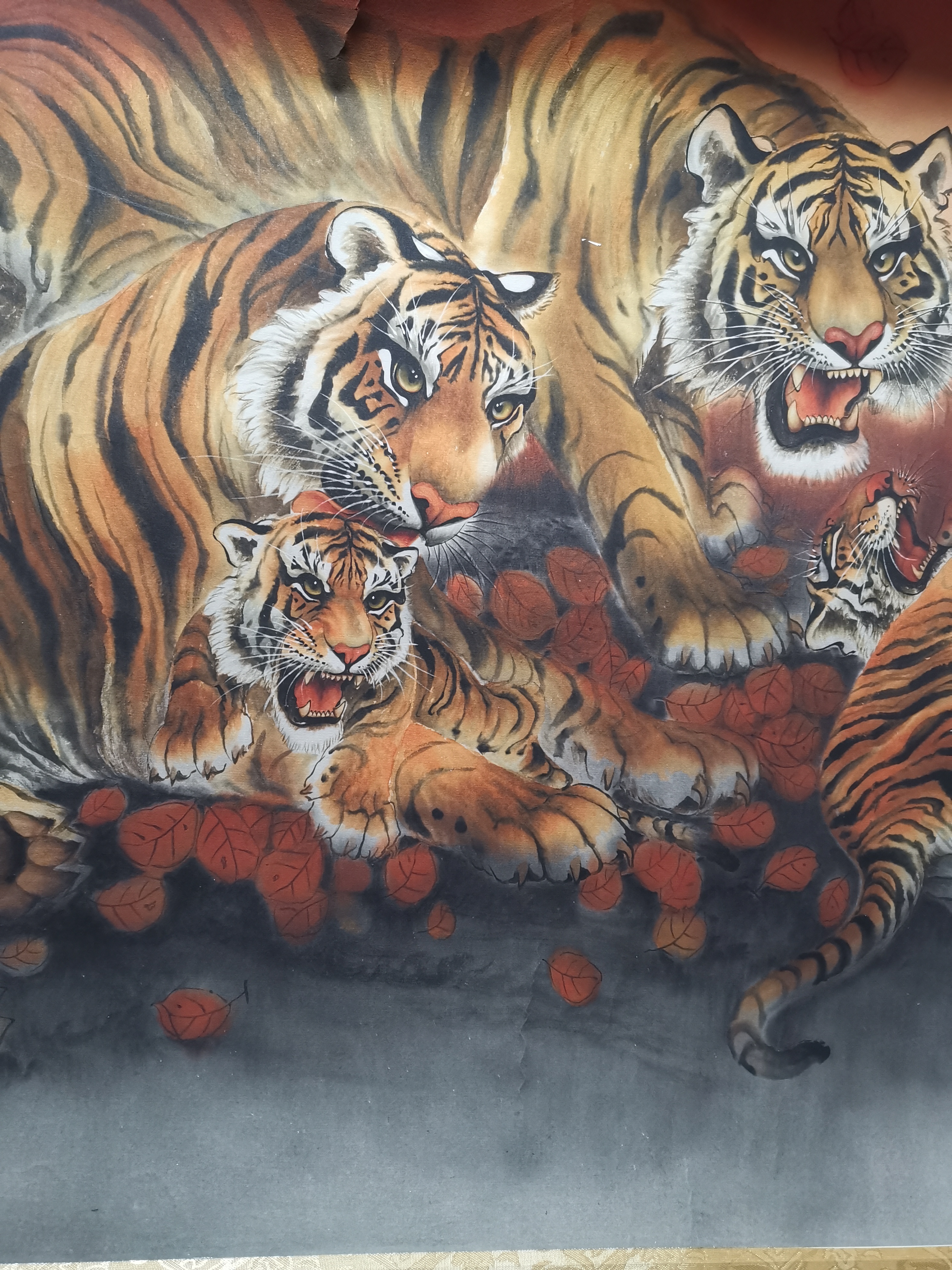 横幅五福临门图装饰画.手工装裱.复刻古画