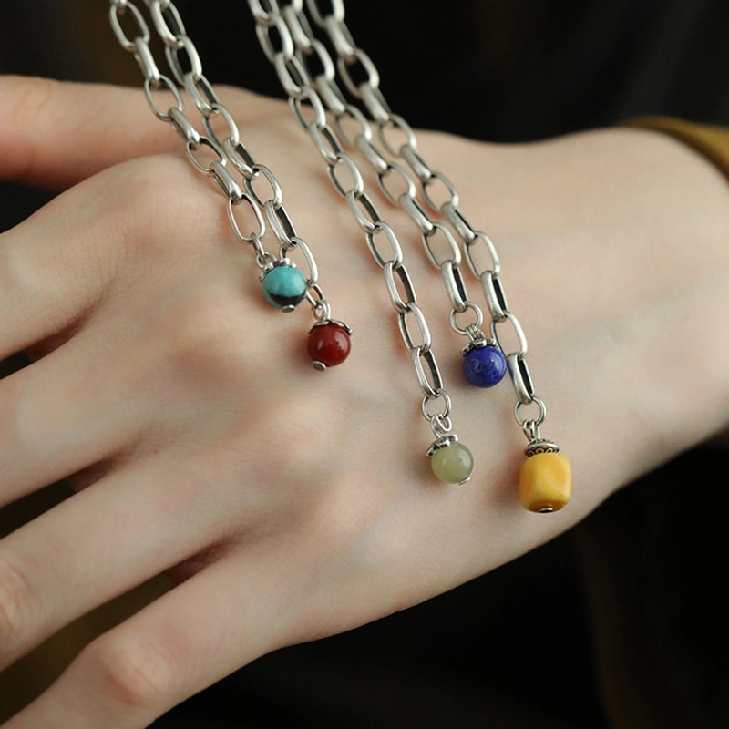 链子925银  M8067 珠珠圈圈链条半截链延长链DIY任意百搭