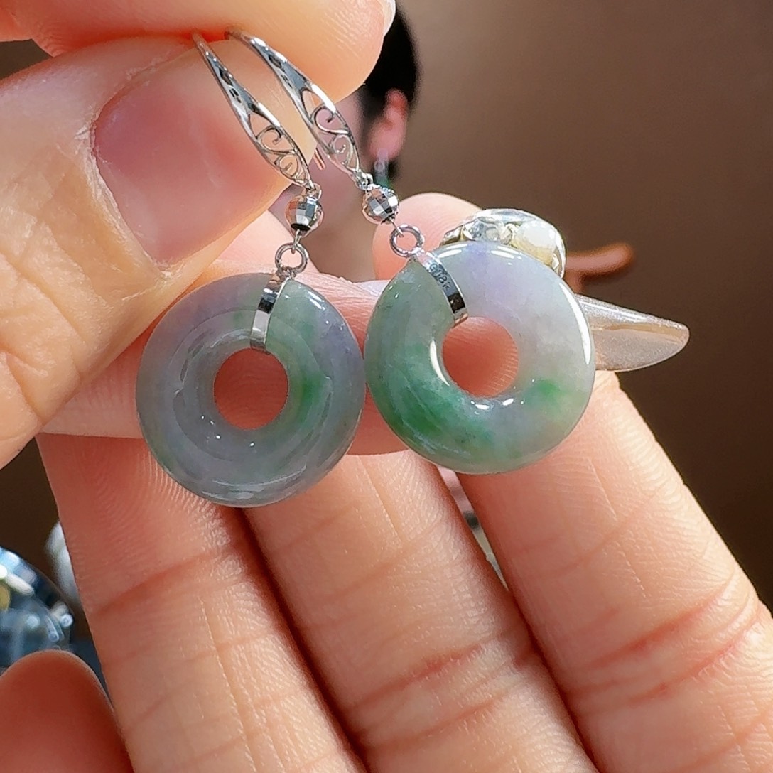 翡翠耳饰18K金镶嵌耳饰