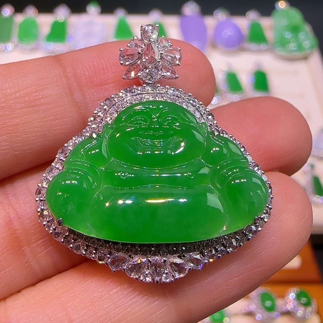 翡翠18K金镶嵌吊坠(不含链)