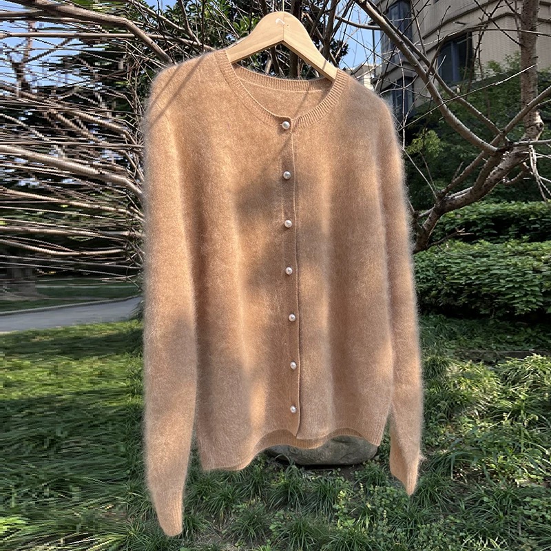 高级感100%山羊绒慵懒风上衣圆领羊绒毛衣外套潮