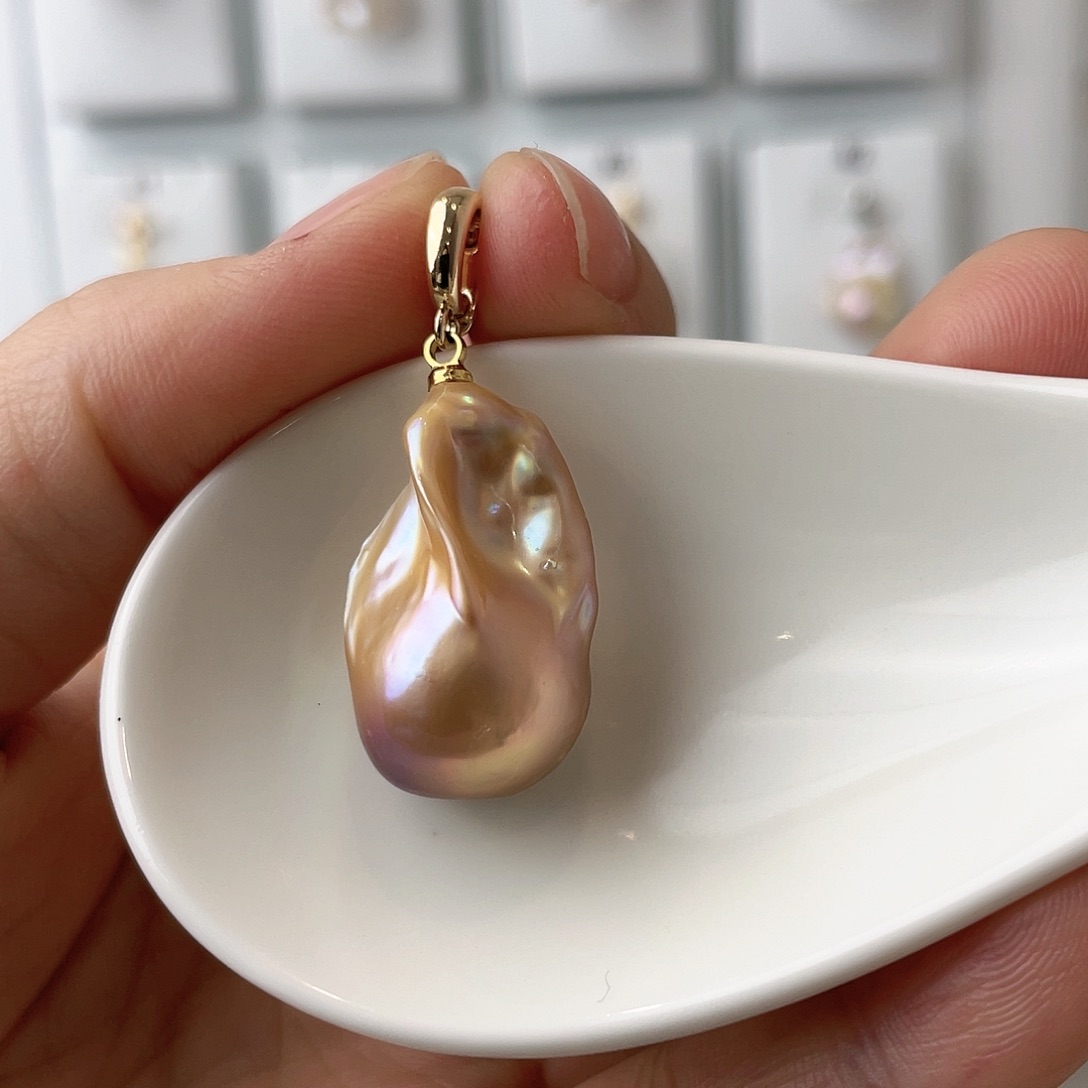 淡水珍珠天然珍珠巴洛克银S925镶嵌