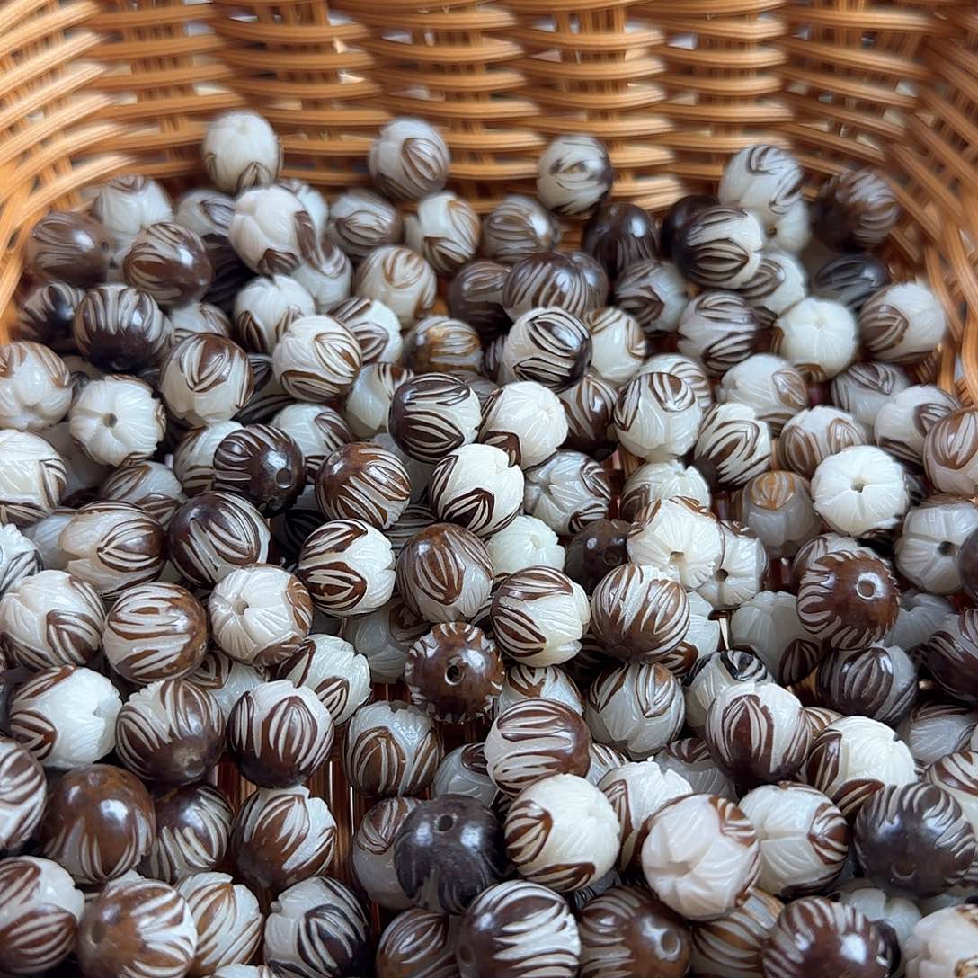 菩提根/象牙果手串卡13带皮莲花20卡牌➕5备珠