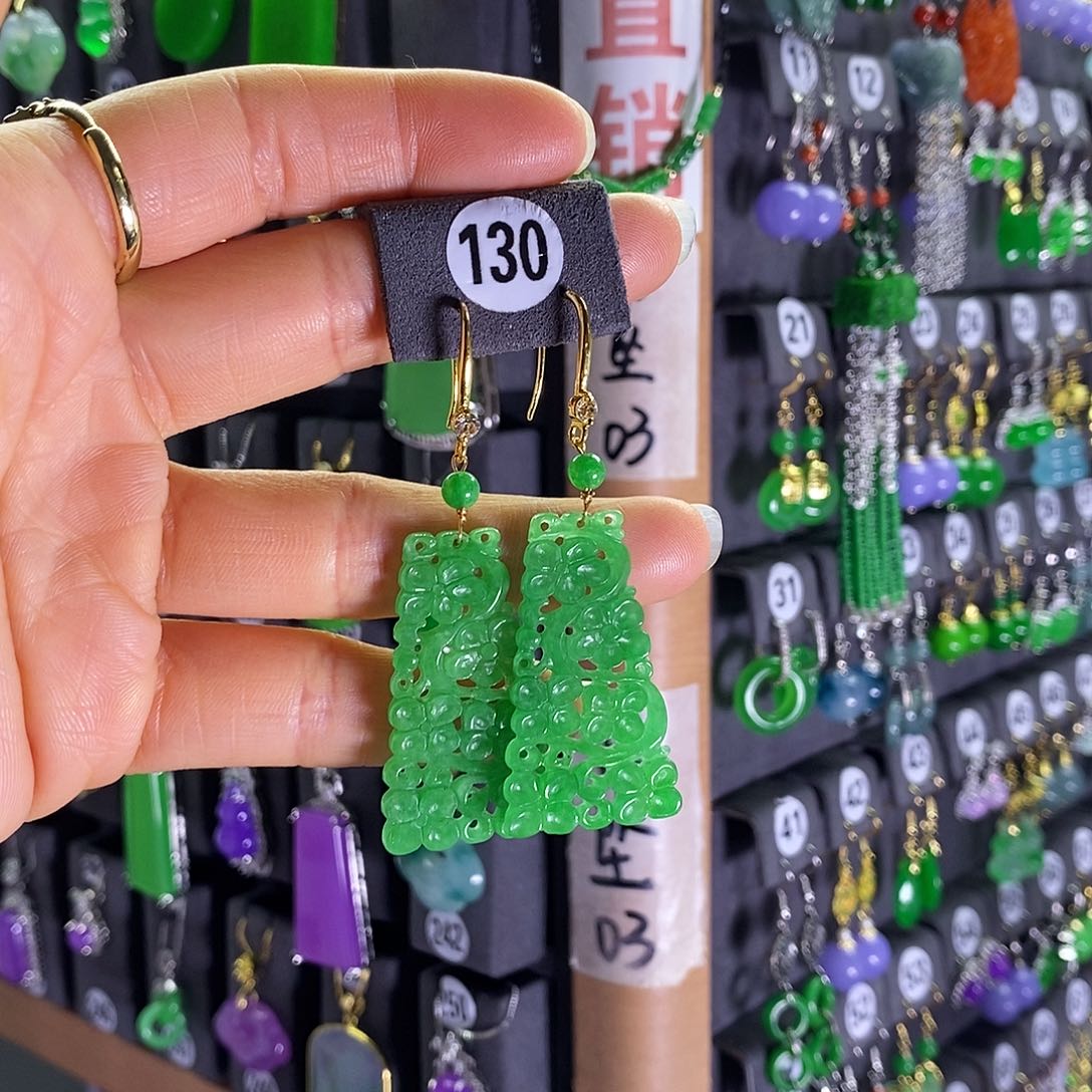 银S925镶嵌翡翠耳饰130