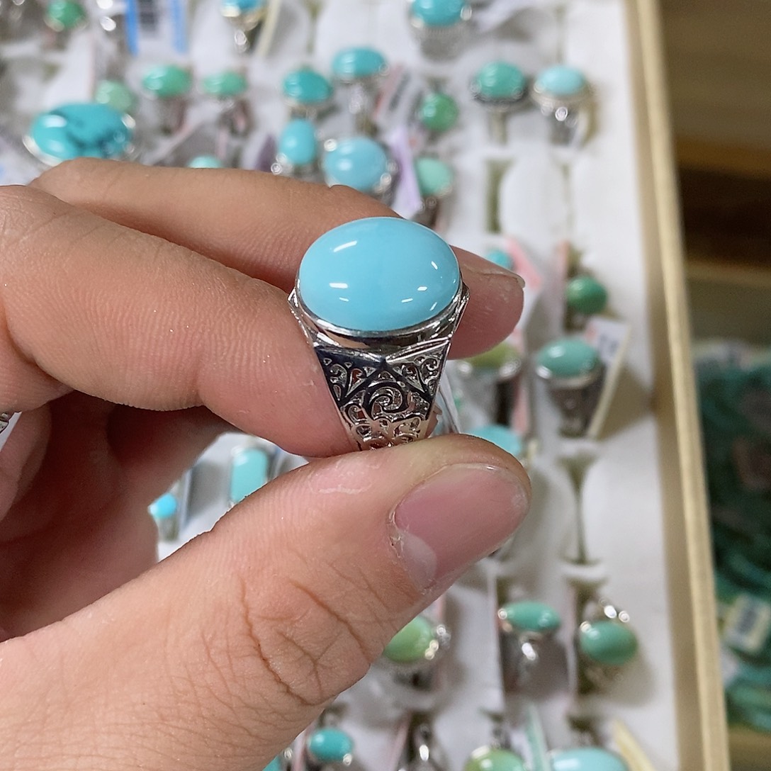 绿松石珠宝奇石银S925镶嵌