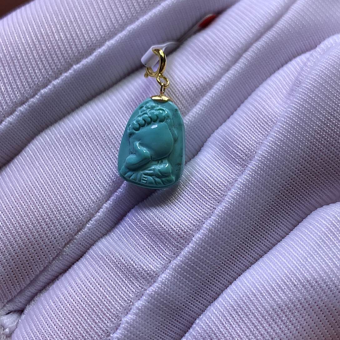 绿松石18K金镶嵌挂件