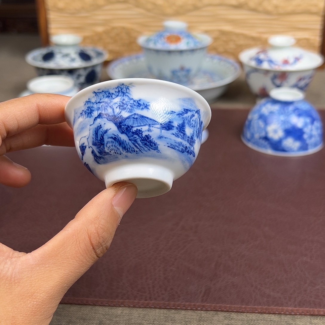 杯子景德镇山水小客杯