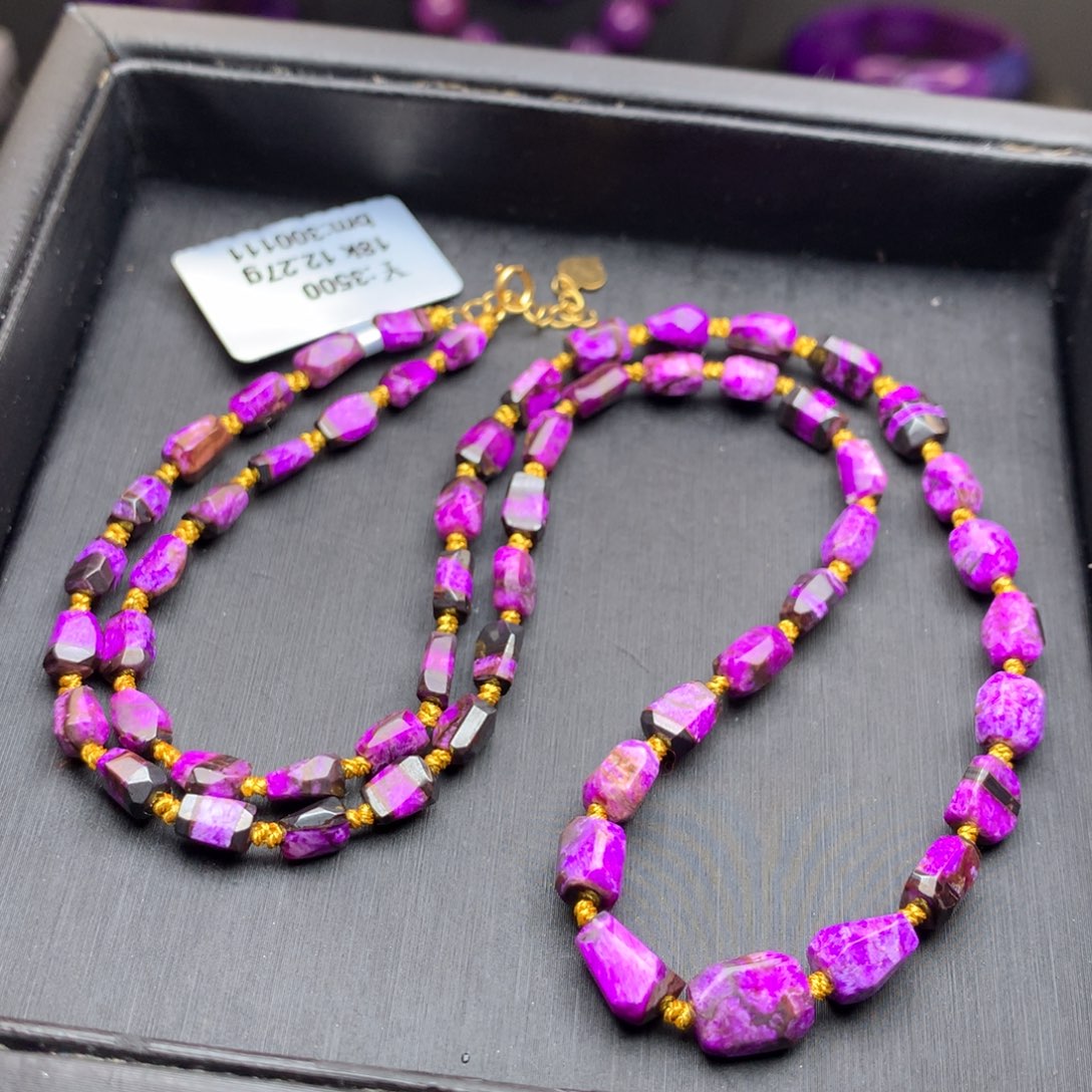 苏纪石（舒俱来）丝绒项链18K金镶嵌