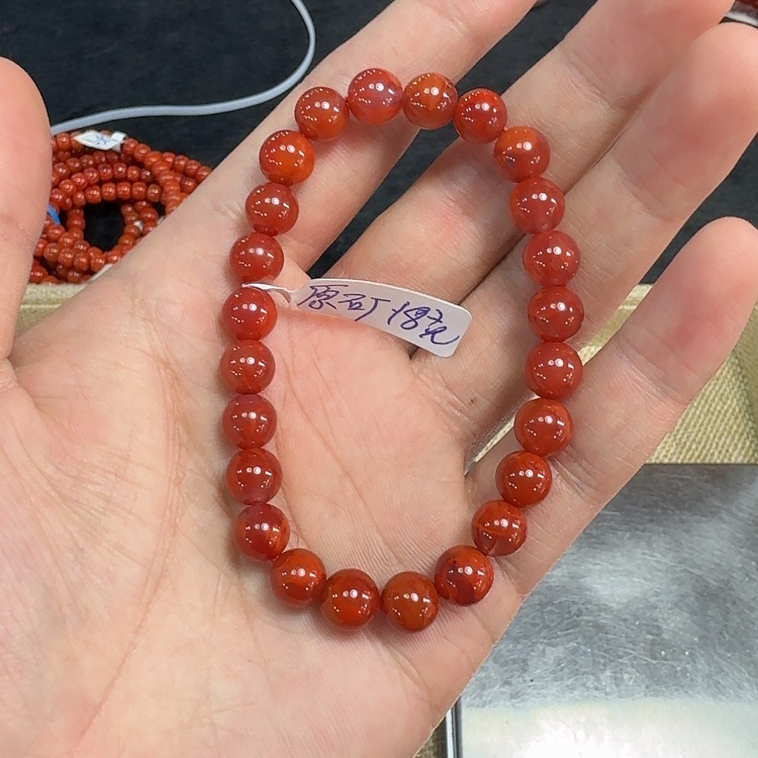 南红玛瑙手链未镶嵌原矿南红手串8mm牛血火焰纹