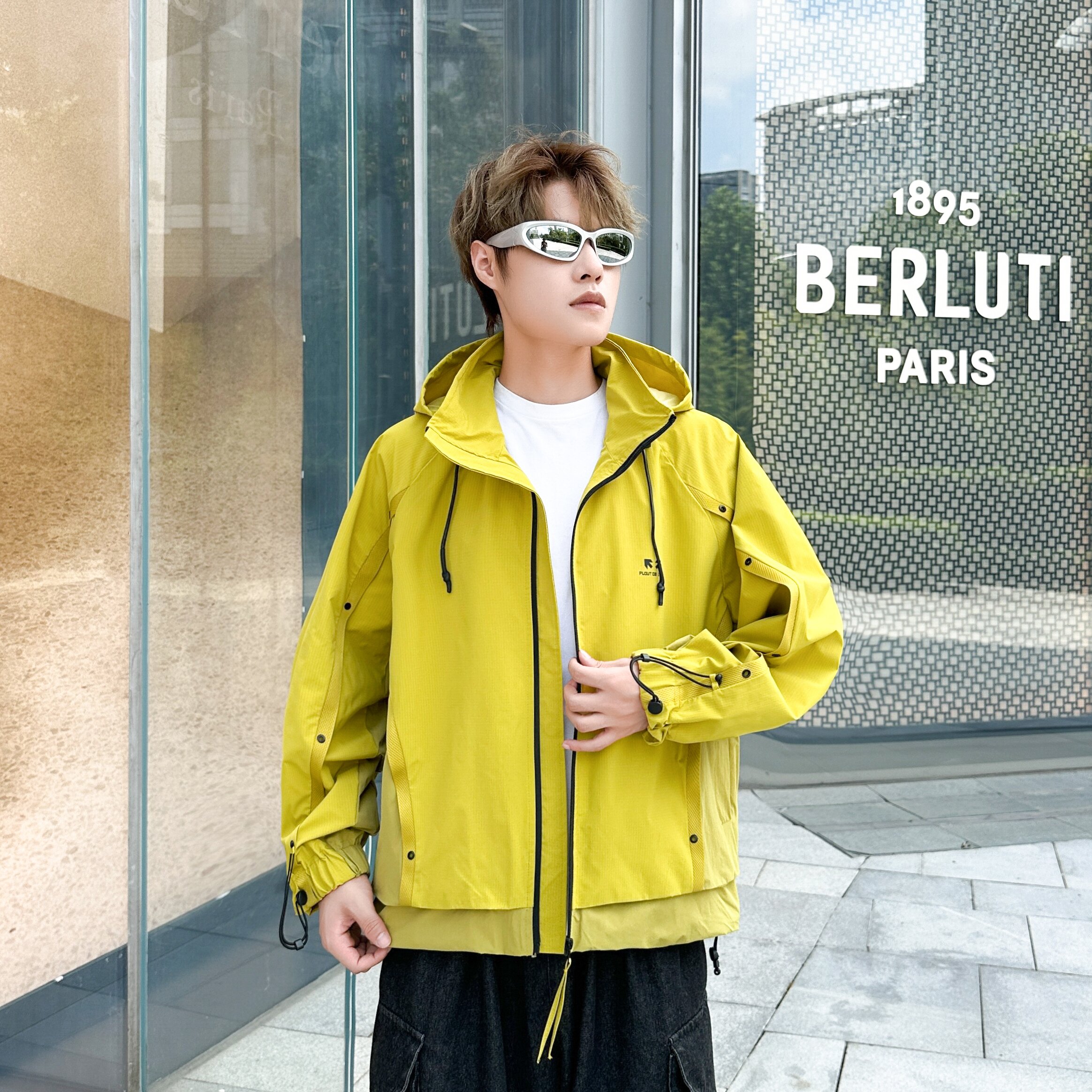 TT新款潮牌男士休闲隐藏帽夹克2025秋美式宽松拼接冲锋衣外套8803