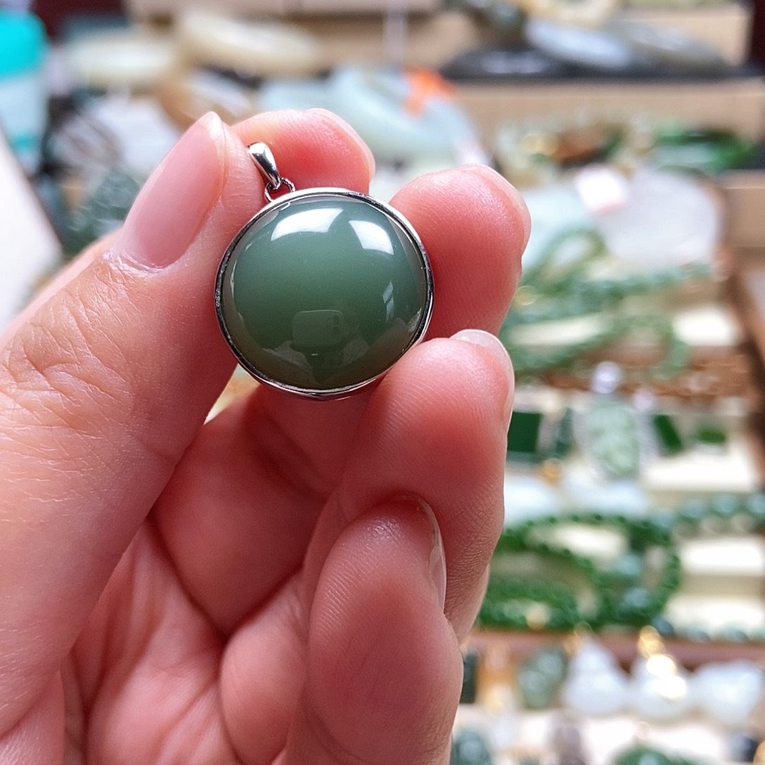 吊坠(不含链)银S925镶嵌和田玉