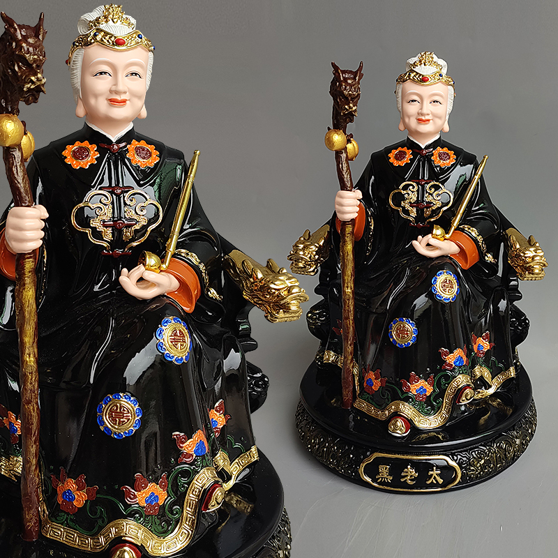 新款树脂古彩黑妈妈黑老太太神像东北保家仙家用供奉祈福摆件神像