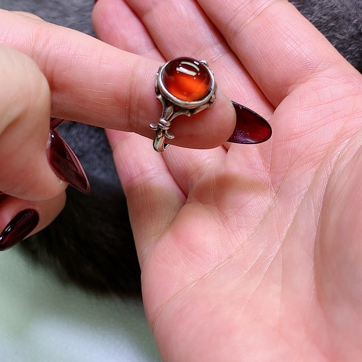 石榴石戒指银S925镶嵌