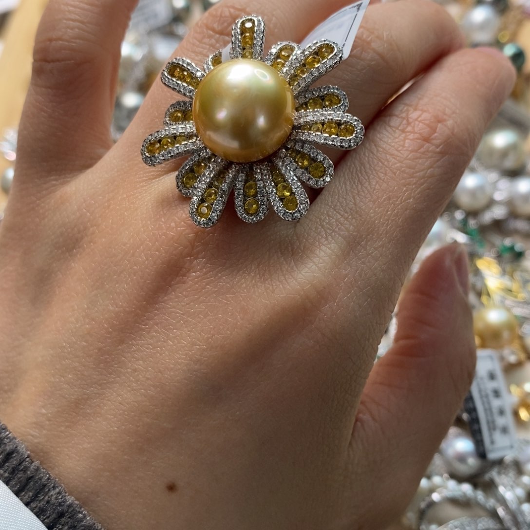 海水珍珠戒圈银S925镶嵌