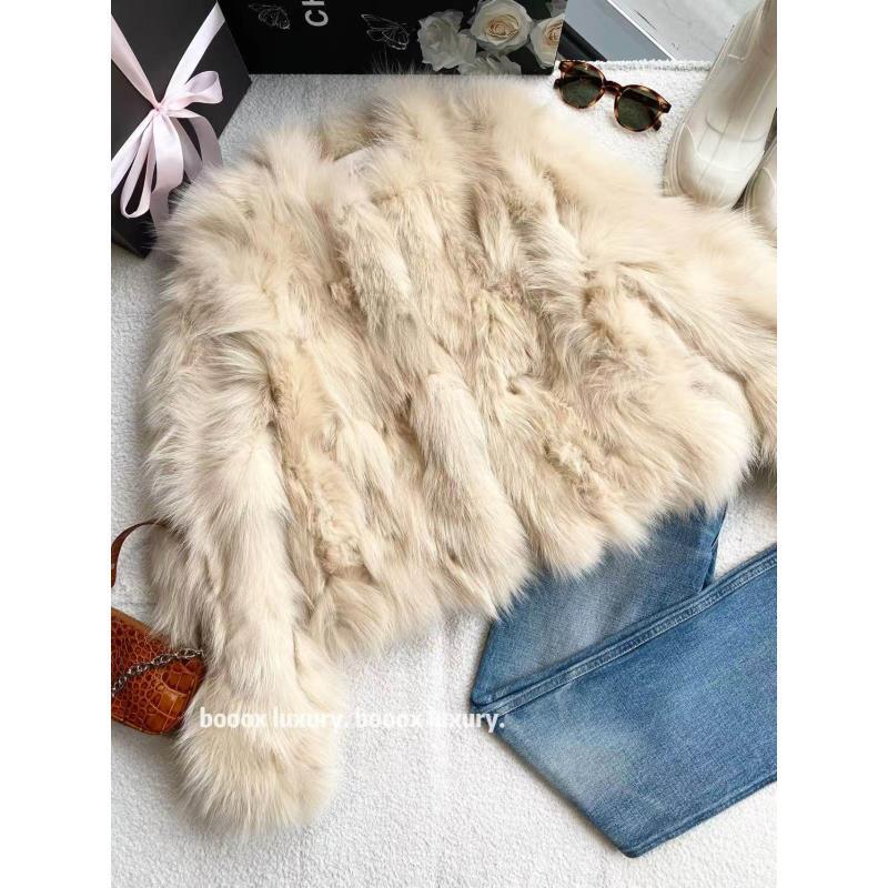 未使用 FENDI/芬迪  dd0016 红狐毛皮 皮草两件套 40码