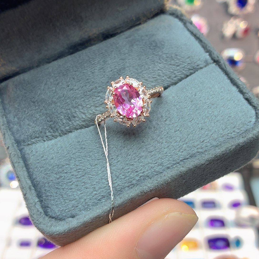 925银培育帕帕拉恰色粉蓝宝