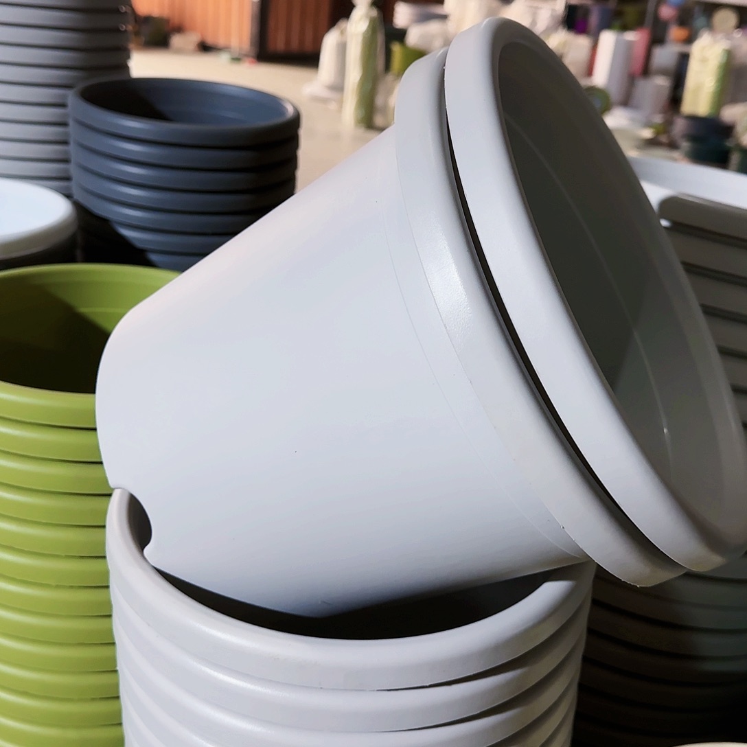 树脂四季盆5#无拖灰白3